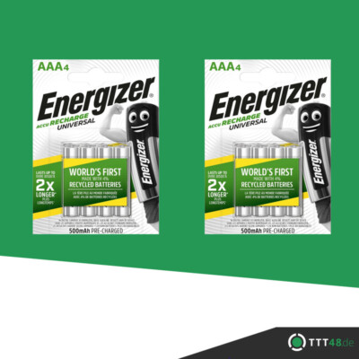 8 x Energizer 500mAh Universal NiMh Akku Accu AAA Micro HR03 1,2V DECT Telefon  