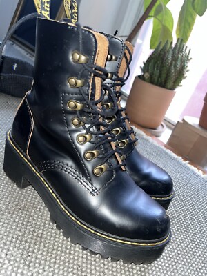 Dr Martens Leona Platform Healed Leather Boots Women's [37