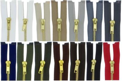 Reißverschluss Schwarz-gold, Metall (Messing), 65 Cm Länge, Für Jacken & Taschen