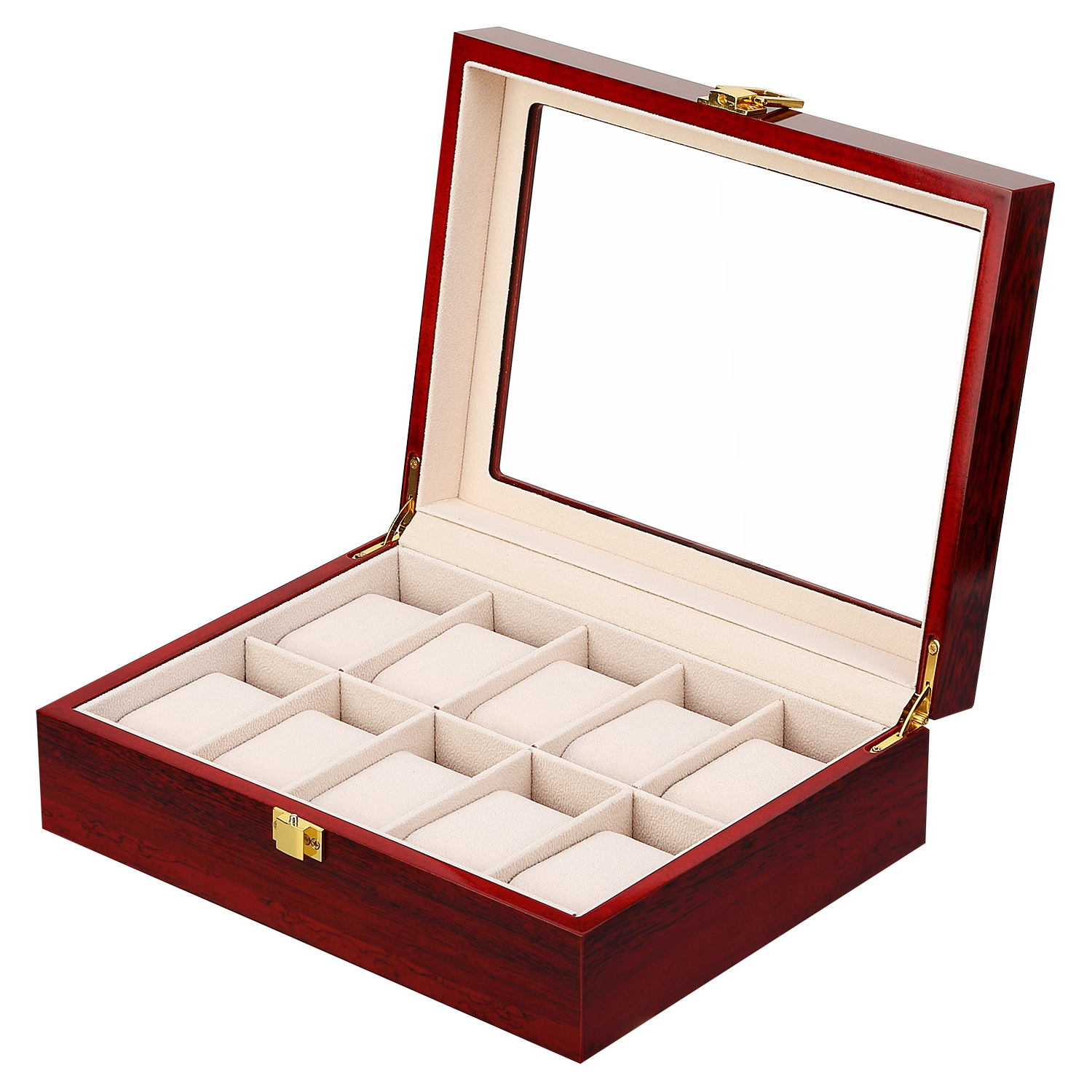 Wooden Watch Box for 10X Watches Jewellery Collection Display Case