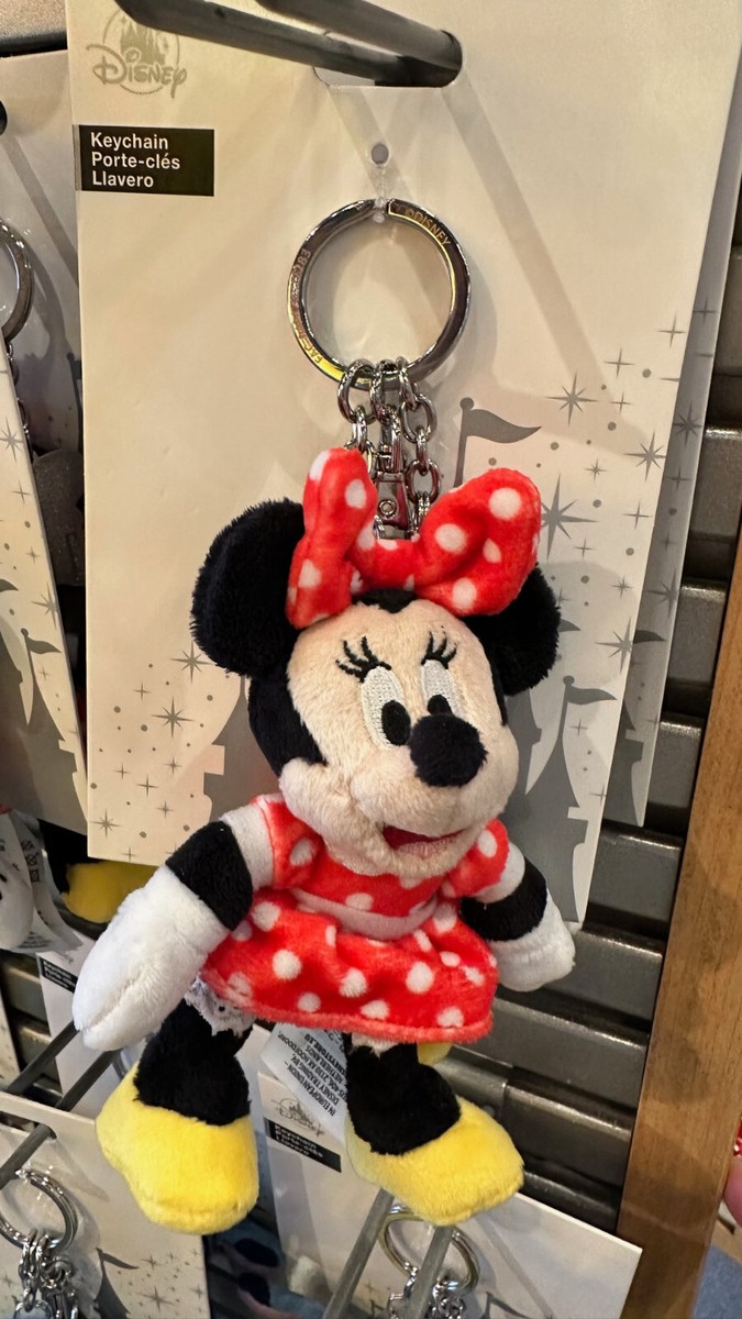Disney Parks Minnie Mouse Plush Doll Keychain with Lobster Claw