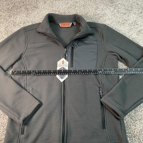 Free Country Jacket Mens Small Black Gray Grid Fleece Full Zip New - Picture 8 of 10