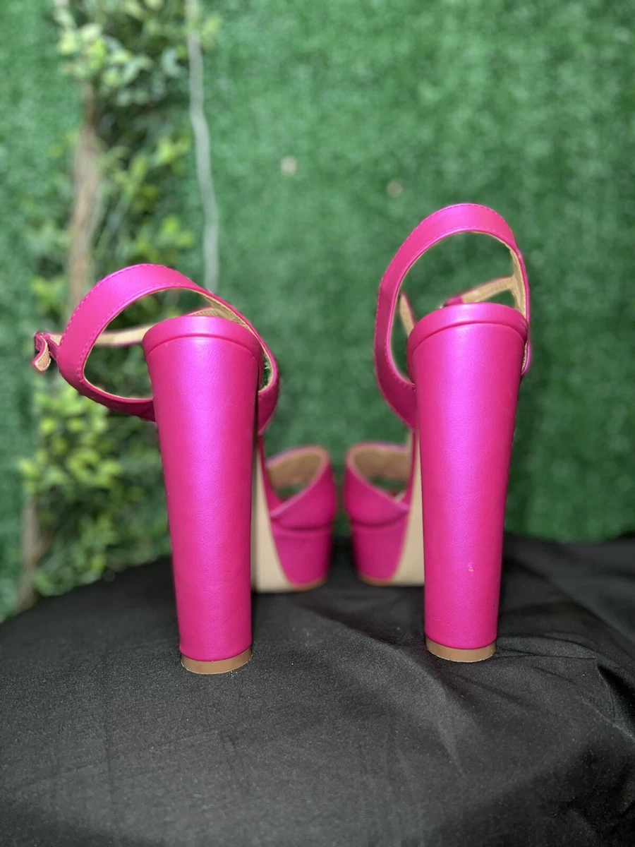 Hot pink 2025 chunky heels