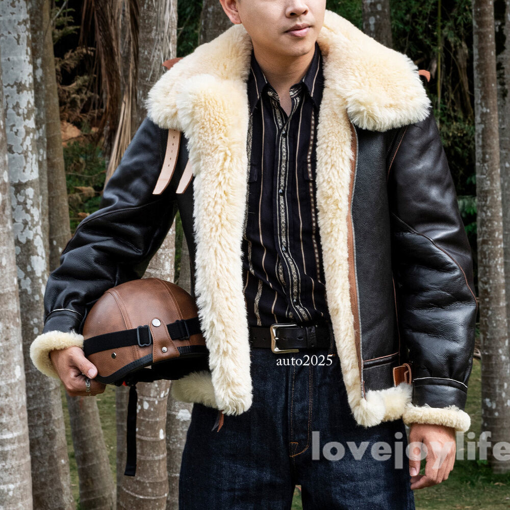 Red Tornado Retro Fur Integrate Leather Aviator Jacket
