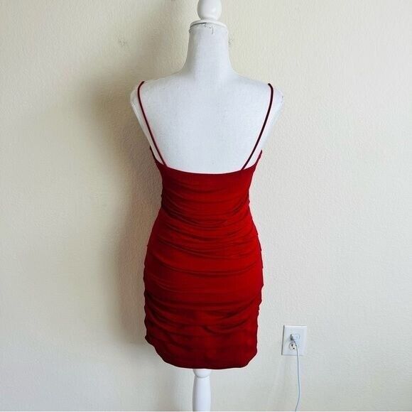 VTG Y2K Sweet Storm Red Layered Ruched Contour Mi… - image 4