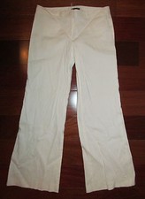 ELIE TAHARI white linen blend very stretchy flat front no pockets trouser pants