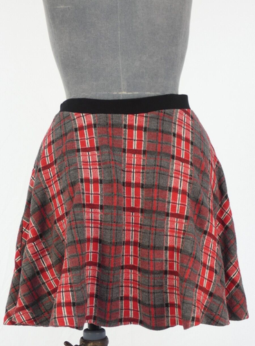 Topshop Mini Skirt Check Red Short Flared Tartan Skater 90s Y2K UK 10 - Picture 4 of 10