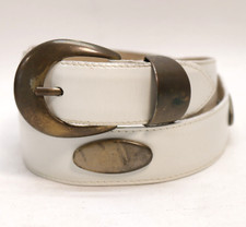 Vtg Talbots Concho Belt Women S Ivory Leather Bronze Tone Buckle Keep Hardware