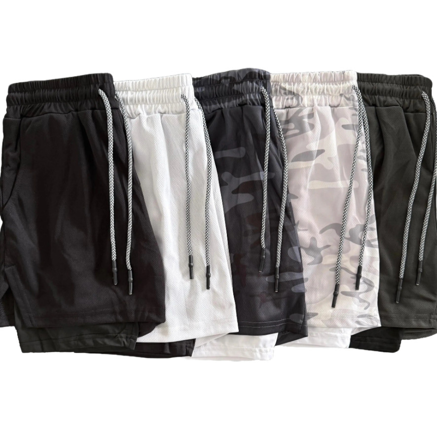 Pantalones cortos deportivos de gimnasio para hombre con cinturón de compresión y toalla