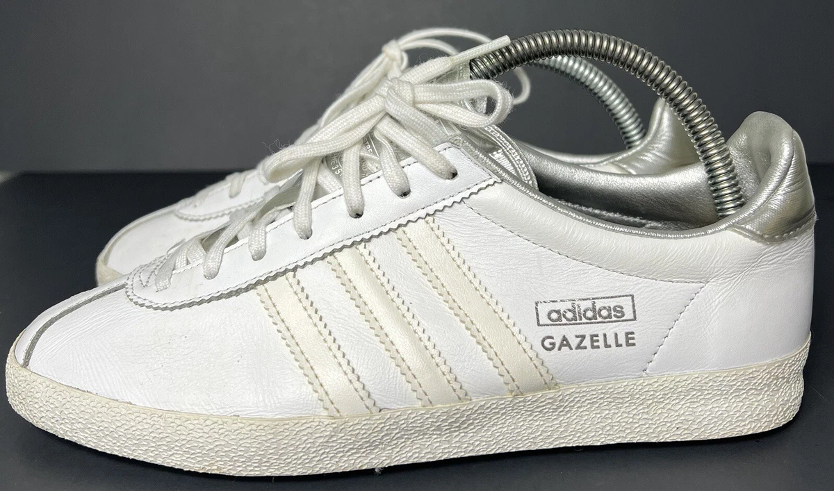 Resplandor Malentendido enjuague ADIDAS *GAZELLE* (G96113 )WHITE / SILVER WOMEN LEATHER TRAINERS US 5.5 UK 4  2013 | eBay