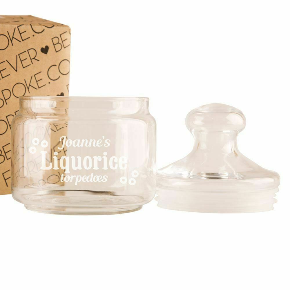 Personalised Liquorice Torpedoes Glass Sweet Jar, Christmas or Birthday