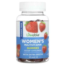 2 X  Lifeable, Womens Multivitamin Gummies, Sugar Free, Natural Strawberry, 60 G
