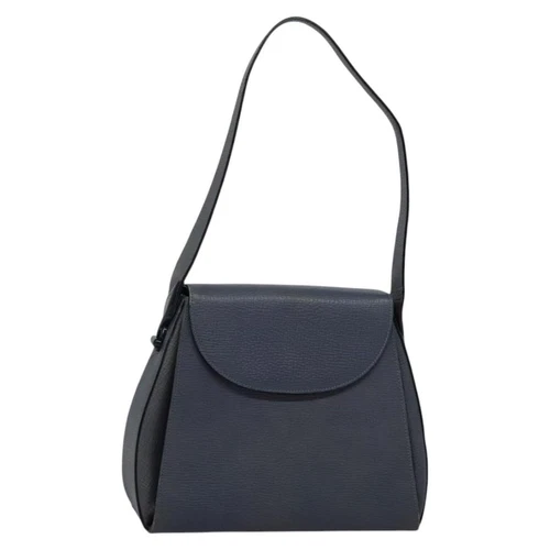 LOEWE Shoulder Bag Leather Blue Silver Auth 124412