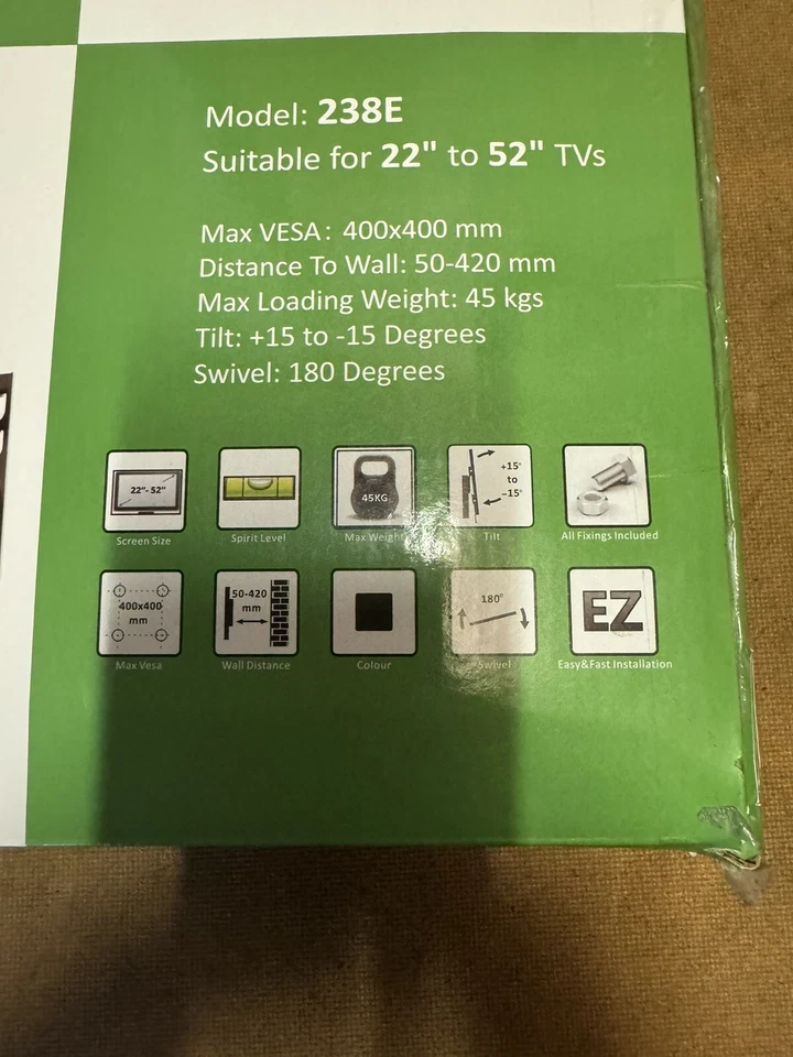 Soporte de pared para TV LCD/plasma/LED inclinable y giratorio: para televisores de 22" a 52" Foto 3 de 4