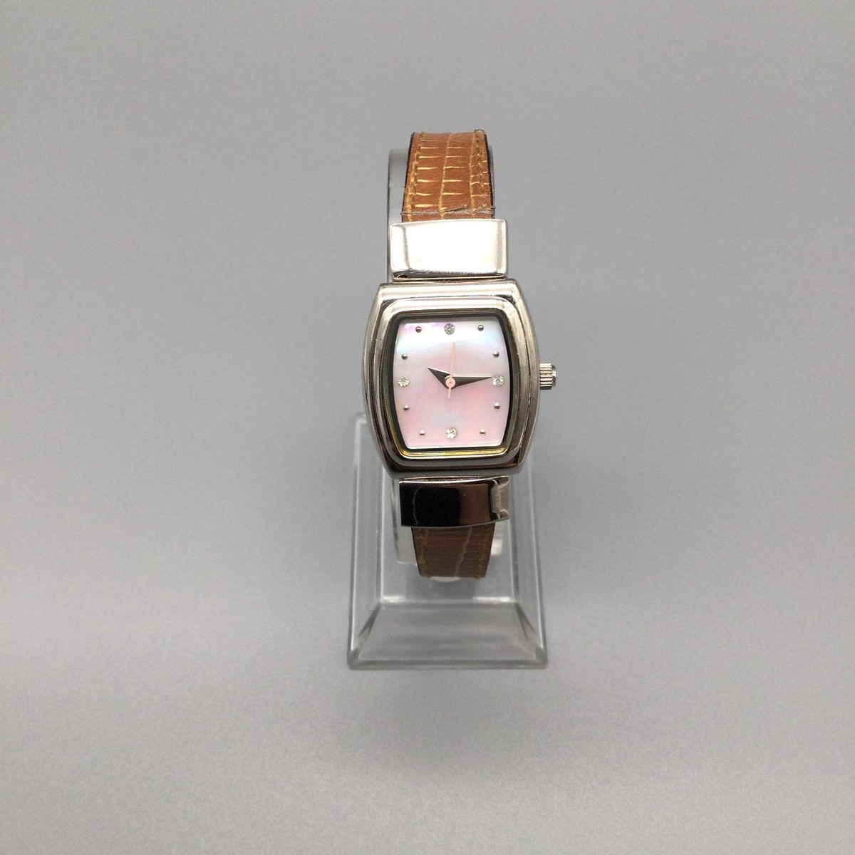 Mary Kay Womens Watch 23mm Pink MOP Silver Tone Reversible Strap