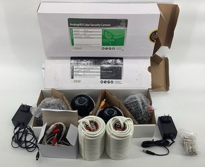 BNC QSee Q-See HD 1080P Color X4 Security Cameras QTH8056D & Accessory Cables X2