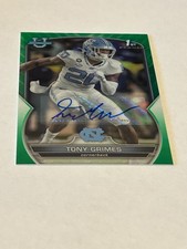 2022 BOWMAN UNIVERSITY  #75 AUTOGRAPH  TONY GRIMES 1ST BOWMAN UNC GREEN  #09/99