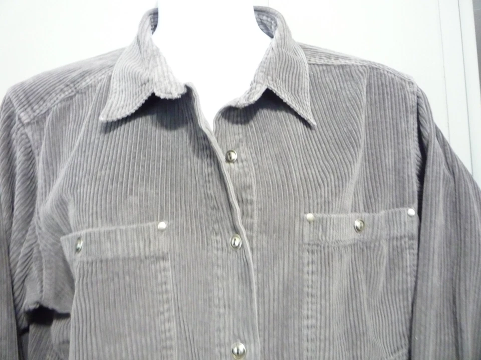 ROAMANS Gris Cazadora Ancha Ballena Pana Chaqueta Western Camisa Abotonada 3X Foto 3 de 4