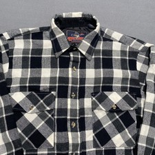 Vintage Back Packer Flannel Shirt Mens Medium Black Lined Buffalo Plaid 90s