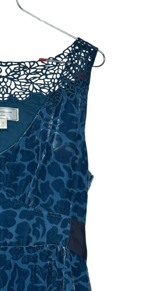 Vestido Moulinette Soeurs Mujer Terciopelo Cóctel Fiesta Matilija Burnout Cuello en V Talla 6 Foto 2 de 4