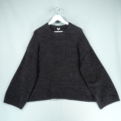 Arket Jumper Mens Large Black Oversized Cotton Blend Crew Neck Knit Sweater Top