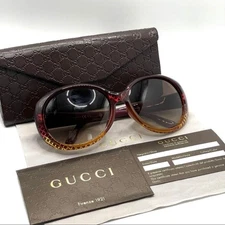 GUCCI Sunglasses GG 3594/K/S W8WJD Interlocking G Oval Brown Tortoiseshell Case
