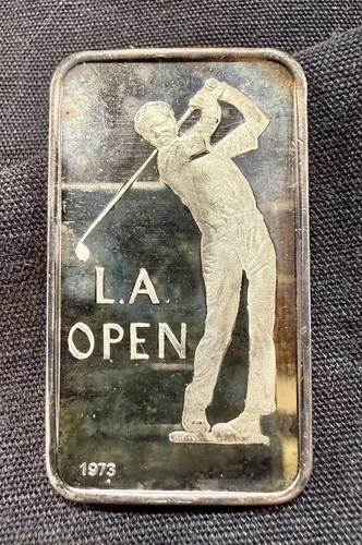 LA Open golf Silver .999 Fine Silver 1 Troy Ounce Bar Bullion Vintage