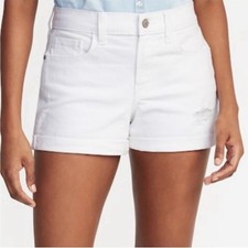 Old Navy Boyfriend Fit White Distressed Cuffed Jean Shorts in Size 8