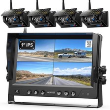 4 Magnetic Solar Wireless Backup Camera  9" DVR Monitor System, HD 1080P, BL904