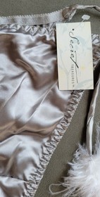 NWT Vintage Silver Tie String Bikini with Fur Tassels Size 7