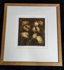 Irish Etching by Deirdre McCrory “Bog Cotton” Signed 8/9 Framed and Glazed