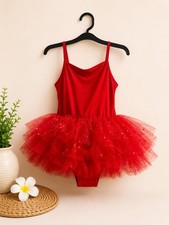 toddler girls' red ballet tutu leotard dress