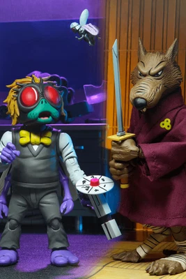 TEENAGE MUTANT NINJA TURTLES - SPLINTER VS BAXTER ACTION FIGURE SET BY NECA - Image 1 of 4