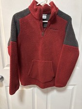 Boys Columbia Fleece Quarter Zip Pullover In Burgundy/gray. Size Large Boys