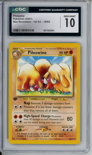 CGC 10 Piloswine 1st Edition Neo Revelation 2001 Pokemon Card #36