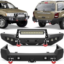For Jeep Grand Cherokee Wj 1999-2004 Frontrear Bumper D-rings Winch Plate Black