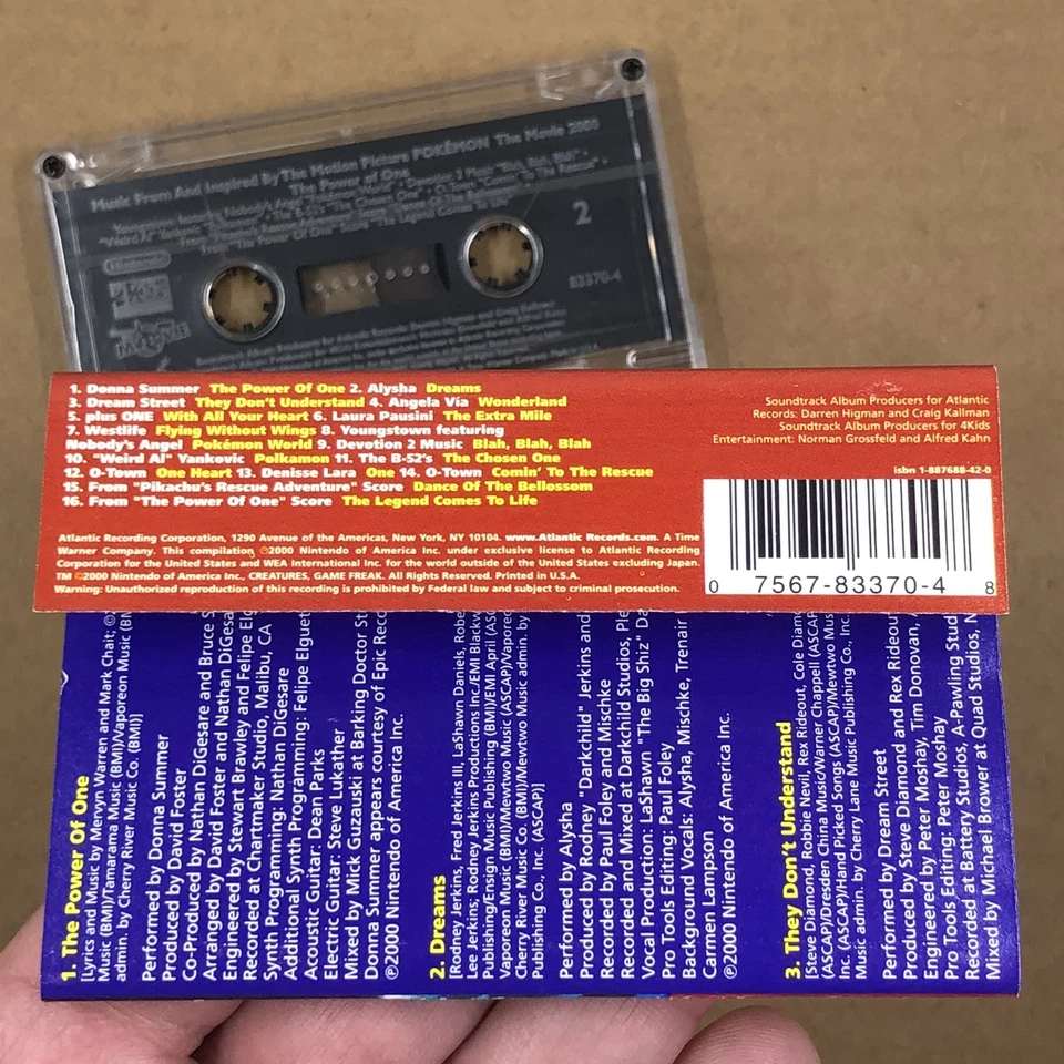 ПОКЕМОН 2000 Кассетная Лента Саундтрек СИЛА ОДНОГО СТРАННОГО AL YANKOVIC B-52S - Изображение 4 из 4