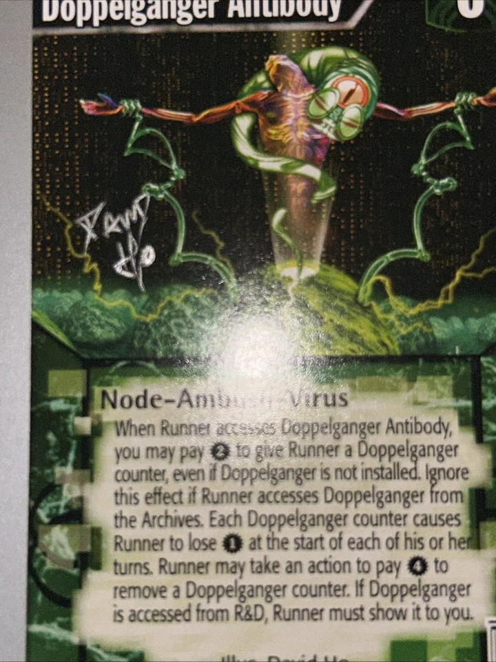 Rare Signed Proof By Illus David Ho Netrunner: Doppelgänger Antibody - Image 2 of 4