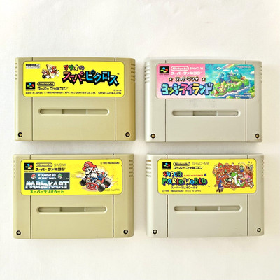 Super Mario World Kart Picross Yoshi's Island 4 Game Set Super Famicom Japan