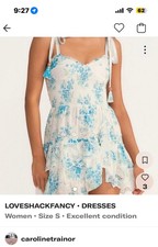loveshackfancy blue and white mini dress