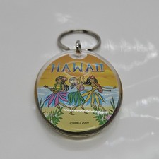 Hula Girl Hawaiian Key Chain Ring Lucite Double Sided 2"