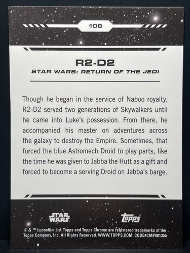 2024 Topps Chrome Star Wars Red Ray Wave Refractor R2-D2 #108 - Picture 2 of 2