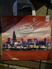 (1) JEWEL OSCO CHICAGO SKYLINE REUSABLE LARGE SHOPPING TOTE BAG 15”x17”