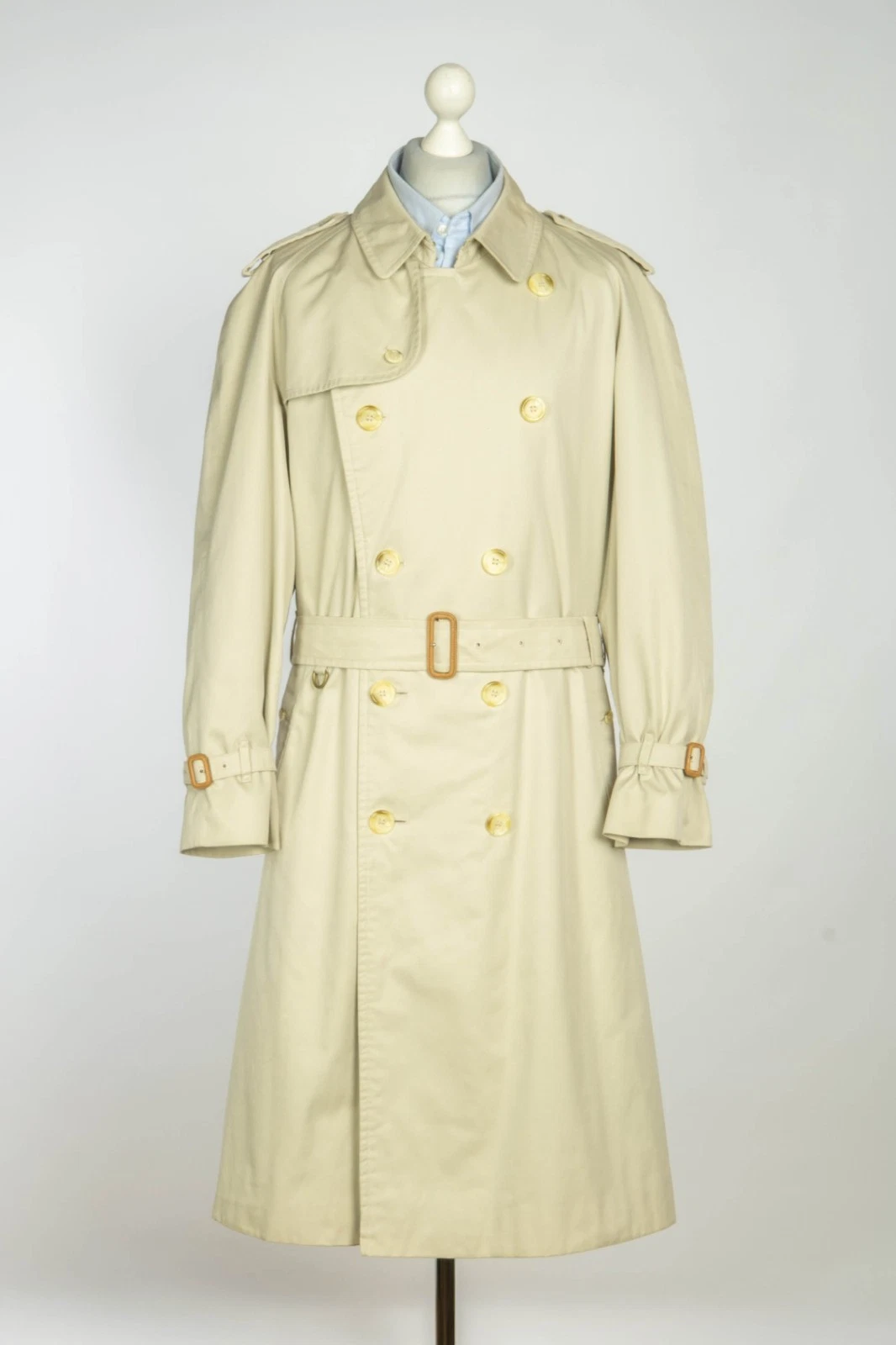 Burberry — Burberry Belted Double Breasted Beige Men's Trench Coat Jacket Genuine Size 54