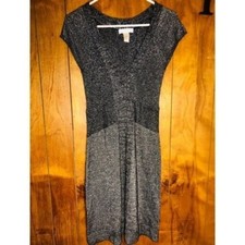Kenar Gray Silver Shimmer Metallic Sweater Dress Women's Size Small