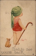 Comic pun Glad To See You re Back bare butt artist signed Bernhardt Wall 1916 PC