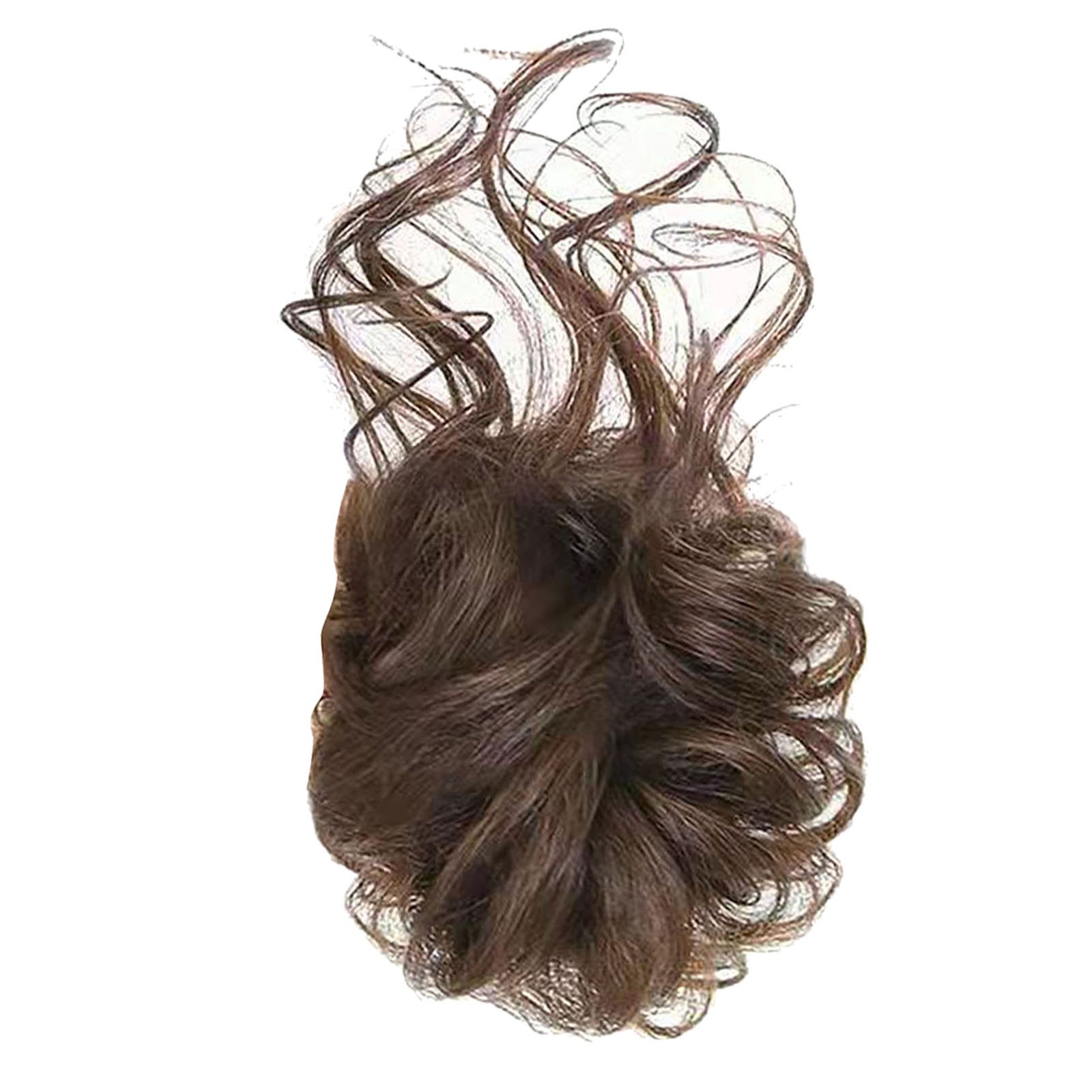 Messy Bun Hairpiece Women Fashionable Light Brown Synthetic Wavy Curly Updo^