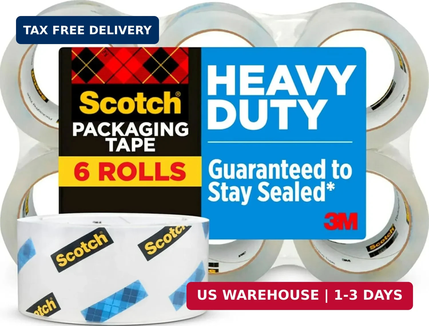 Scotch Heavy Duty Shipping Packing Tape, Clear, Shipping and Packaging Supplies,