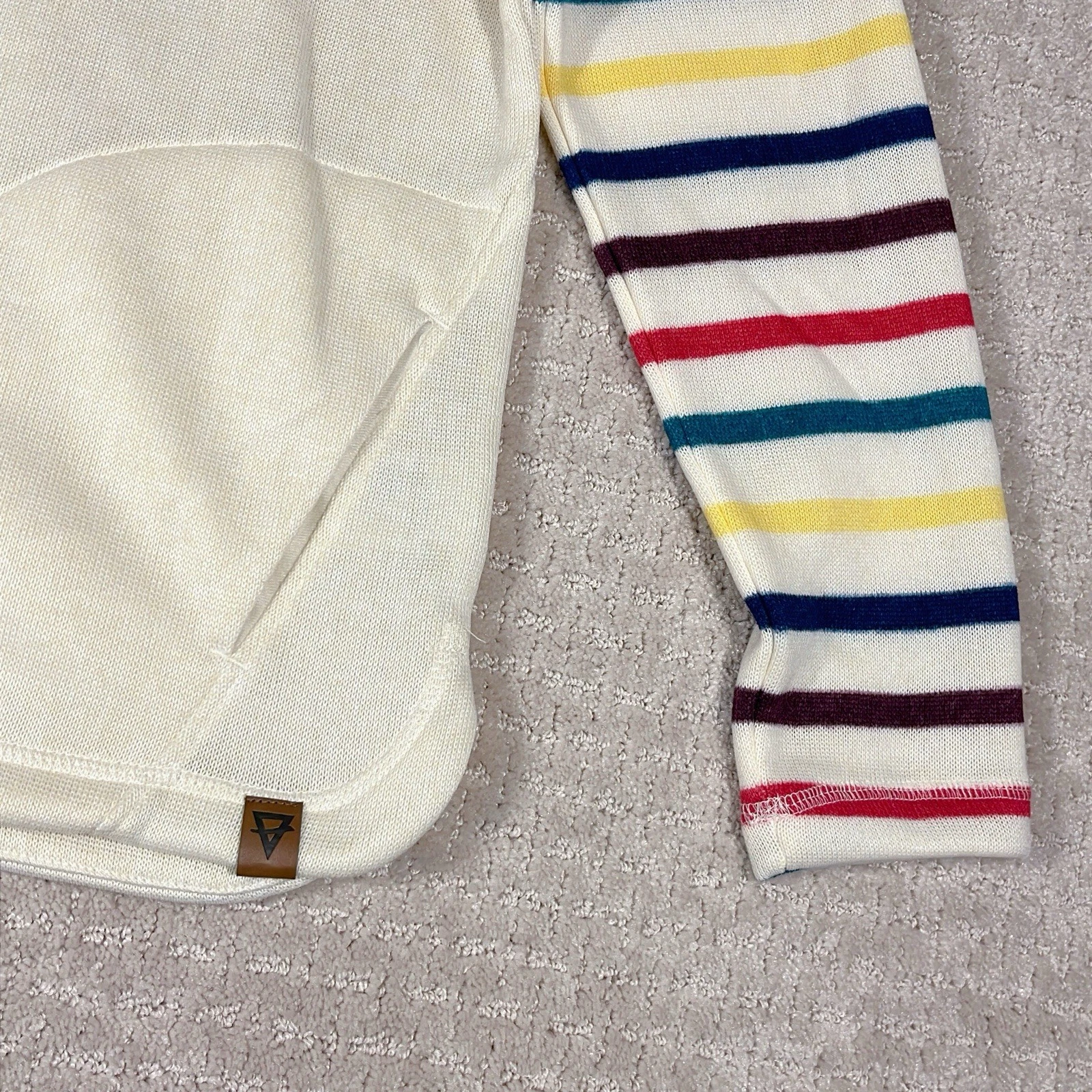 OFF WHITE Felpa donna Life Integrity Earth avorio con cappuccio taglia media nuova con etichette righe