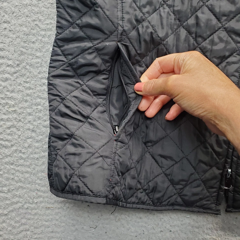 Chaleco Acolchado Relativity Mujer Grande Negro Nylon Calce Clásico Sin Mangas Cremallera Completa Foto 4 de 4